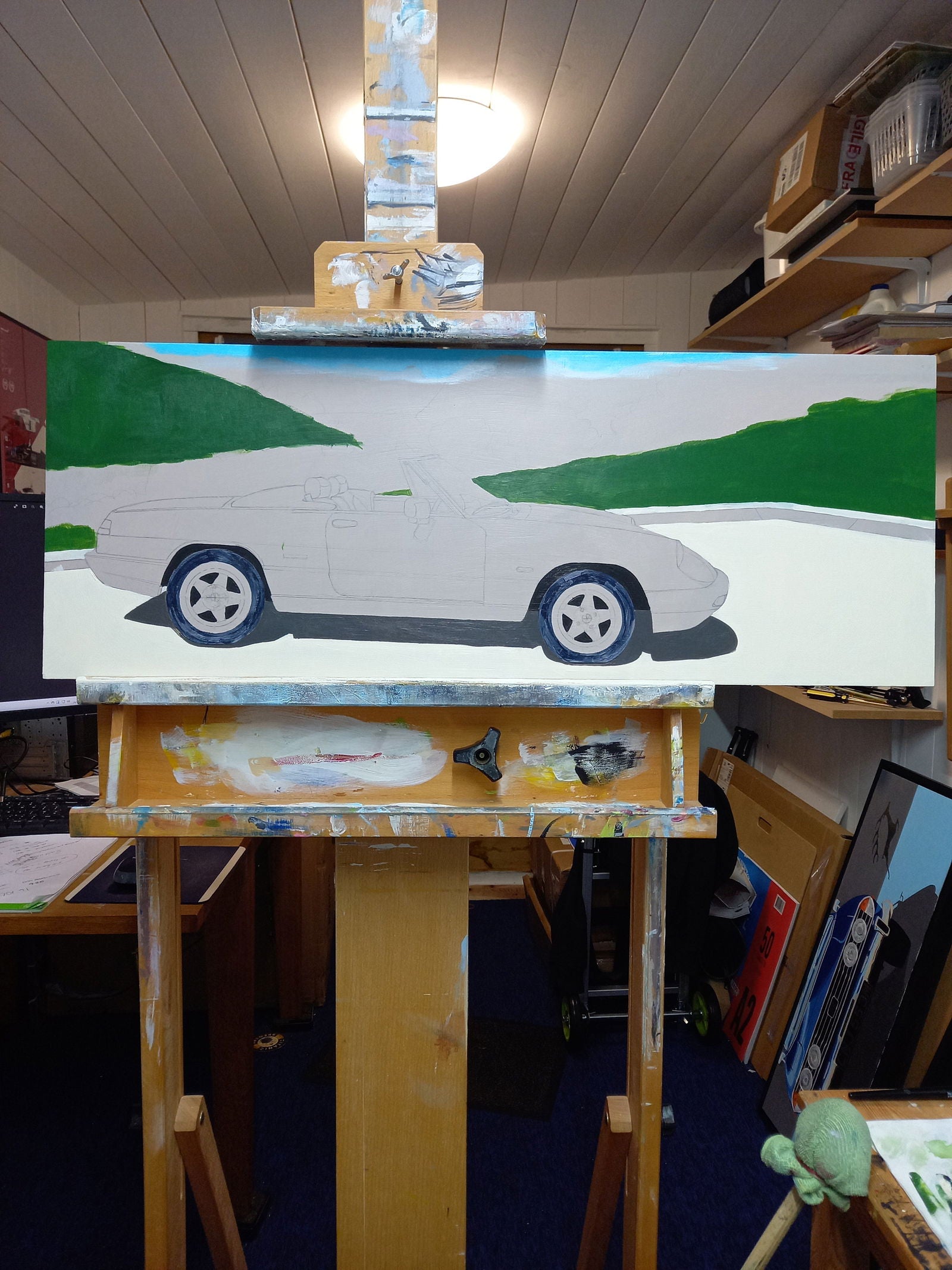 Alfa Romeo Spider S4 Original Artwork - Sterling Lee Auto Art