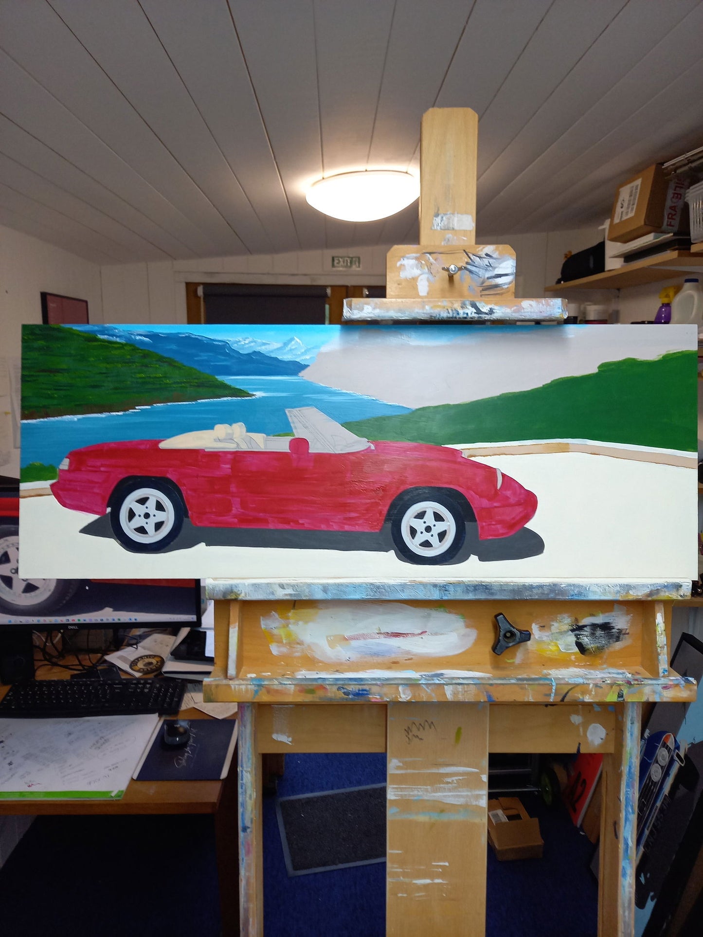 Alfa Romeo Spider S4 Original Artwork - Sterling Lee Auto Art