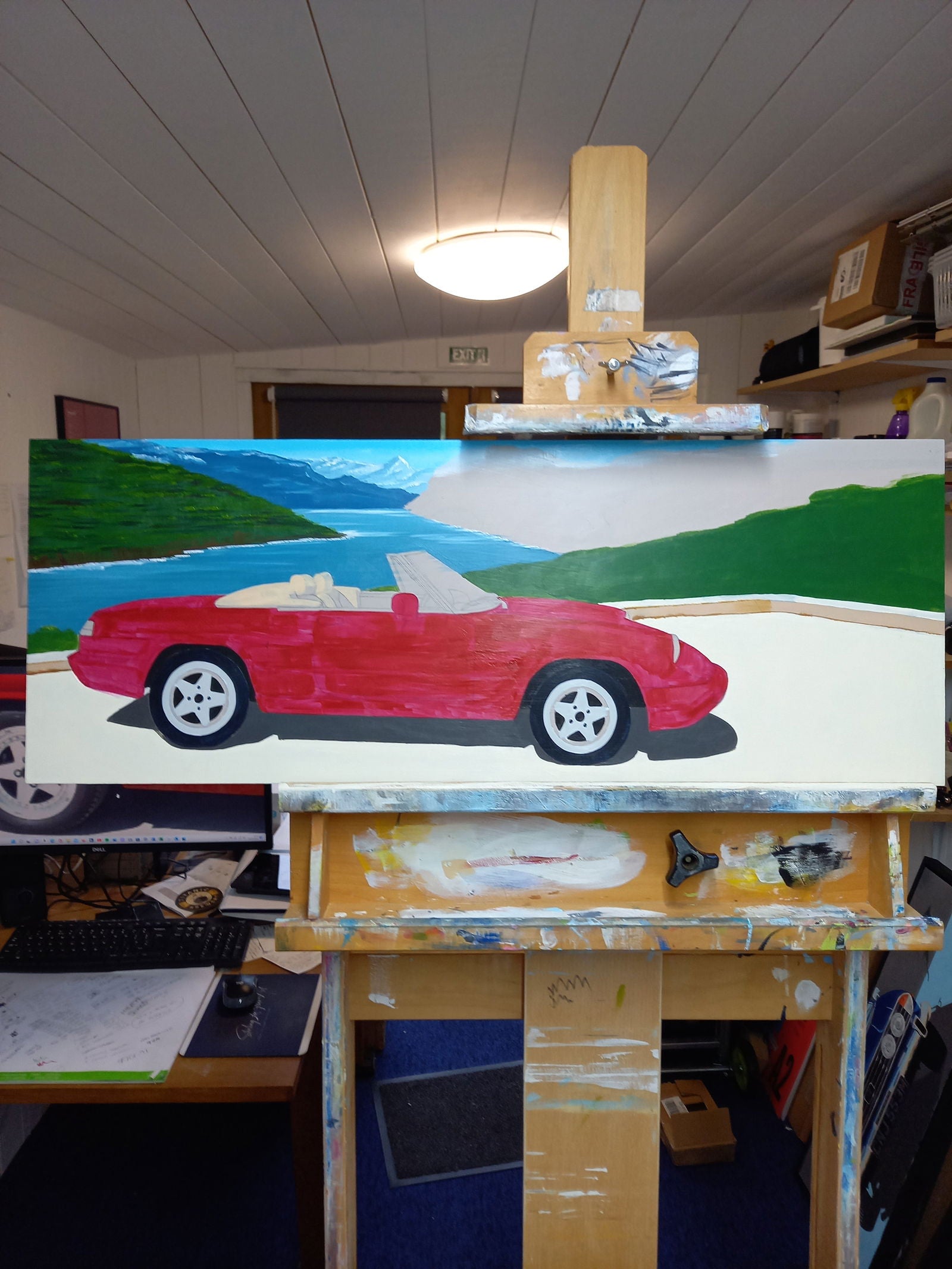 Alfa Romeo Spider S4 Original Artwork - Sterling Lee Auto Art