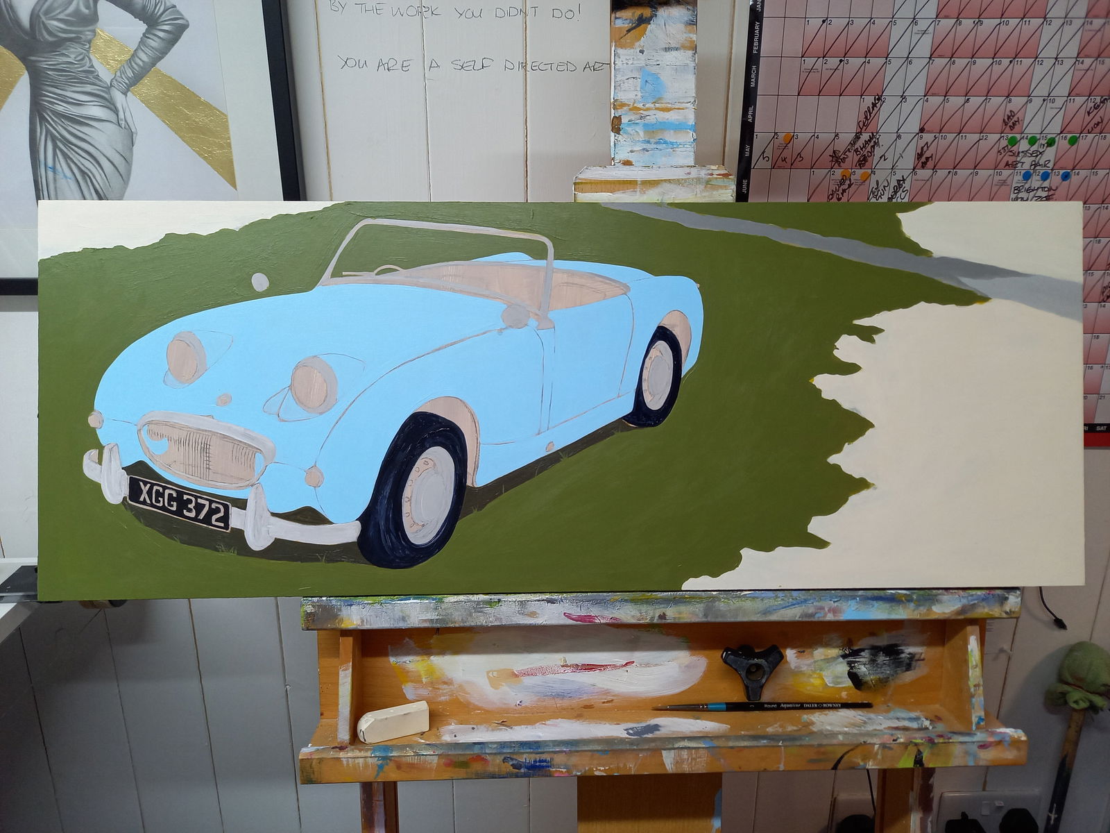 Austin Healey Sprite Original Artwork - Sterling Lee Auto Art