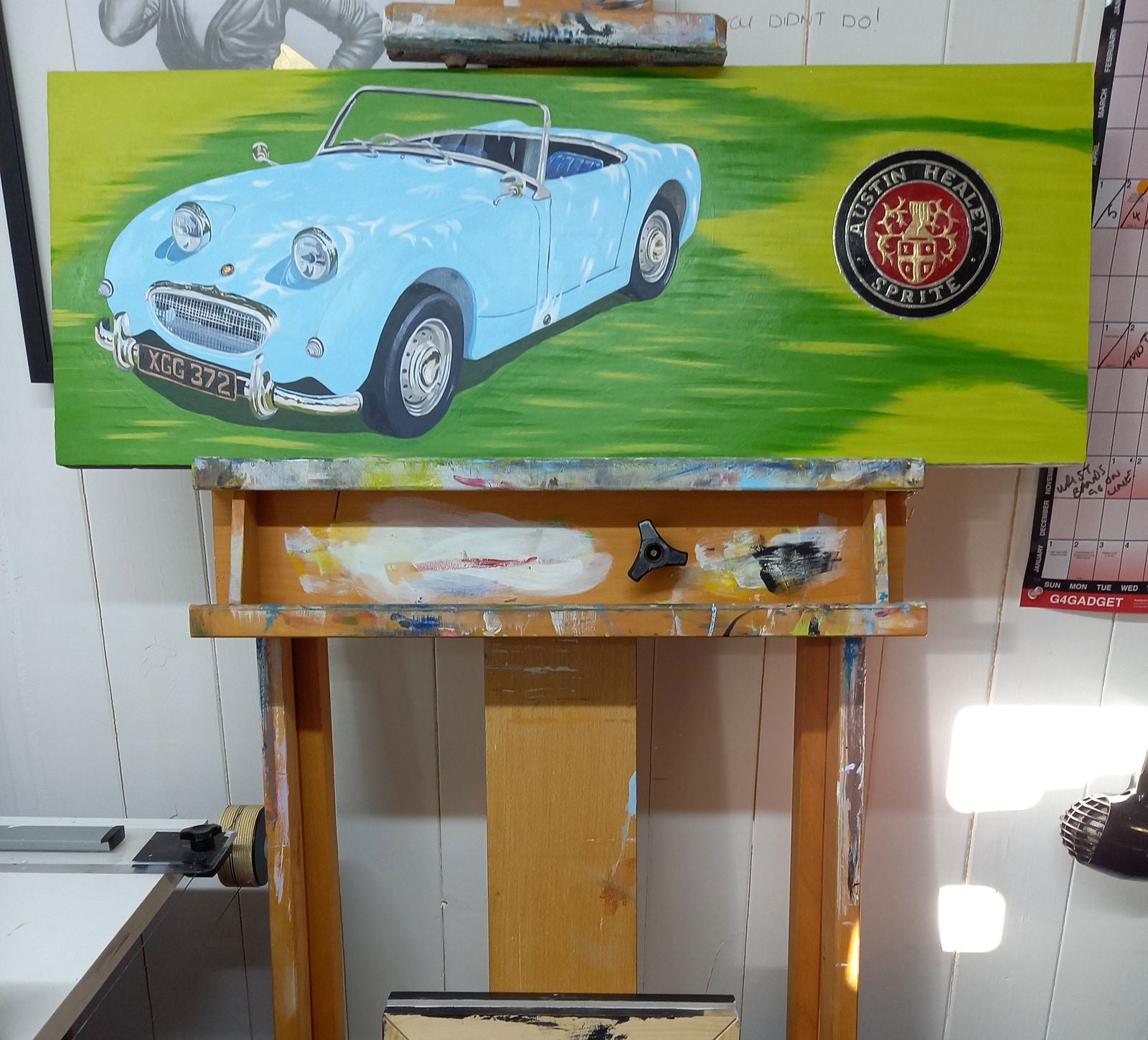 Austin Healey Sprite Original Artwork - Sterling Lee Auto Art