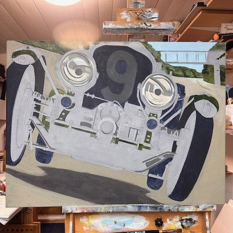 Blower Bentley at Brooklands Original Artwork - Sterling Lee Auto Art