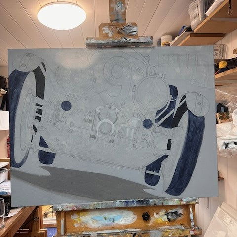 Blower Bentley at Brooklands Original Artwork - Sterling Lee Auto Art