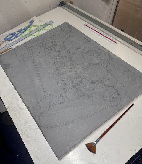 Blower Bentley at Brooklands Original Artwork - Sterling Lee Auto Art