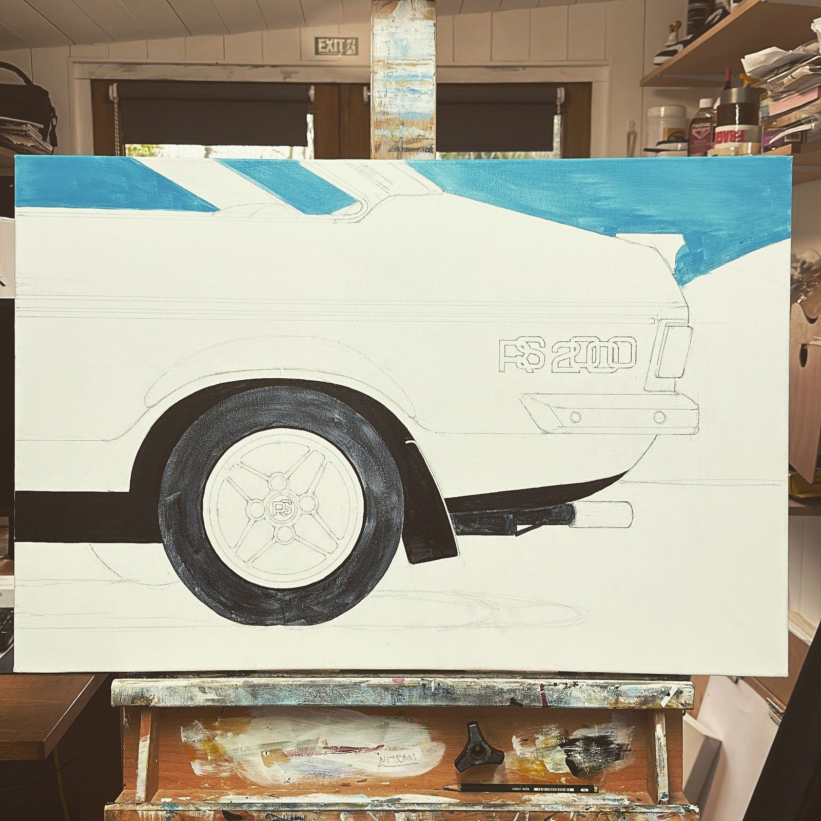 Ford Escort Mk2 RS 2000 Original Artwork - Sterling Lee Auto Art