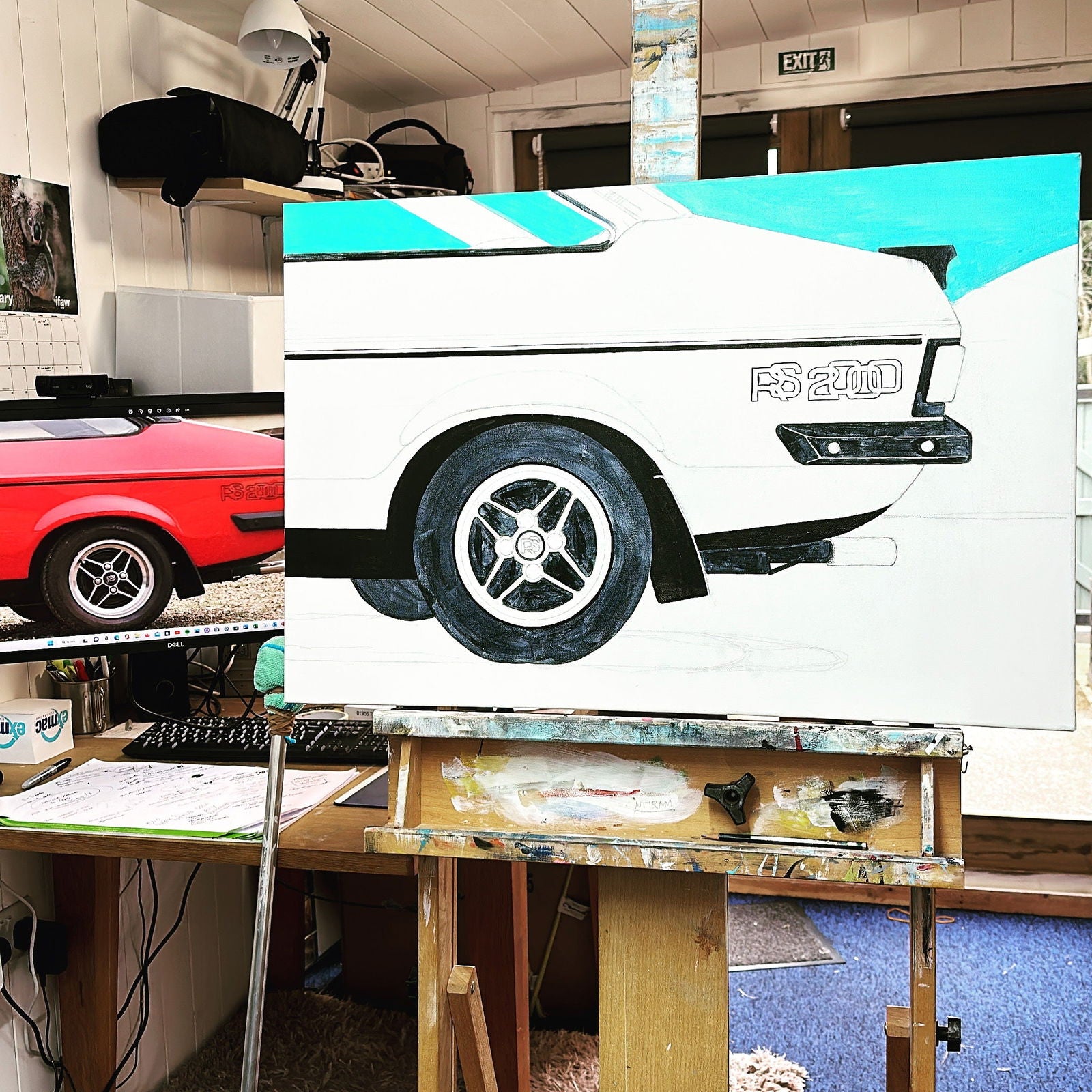 Ford Escort Mk2 RS 2000 Original Artwork - Sterling Lee Auto Art