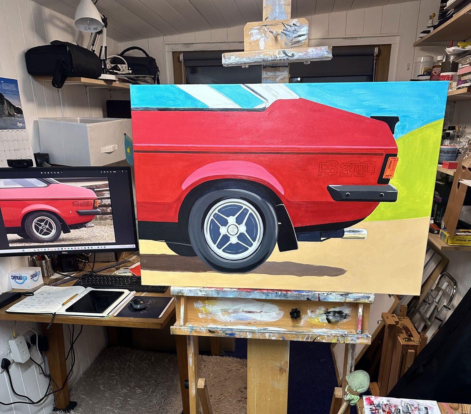 Ford Escort Mk2 RS 2000 Original Artwork - Sterling Lee Auto Art