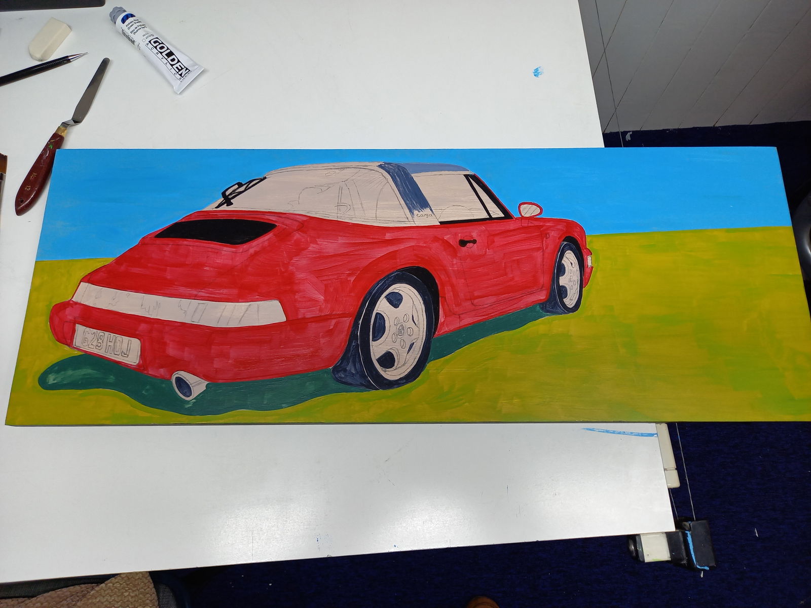 Porsche 911 Targa Original Artwork - Sterling Lee Auto Art