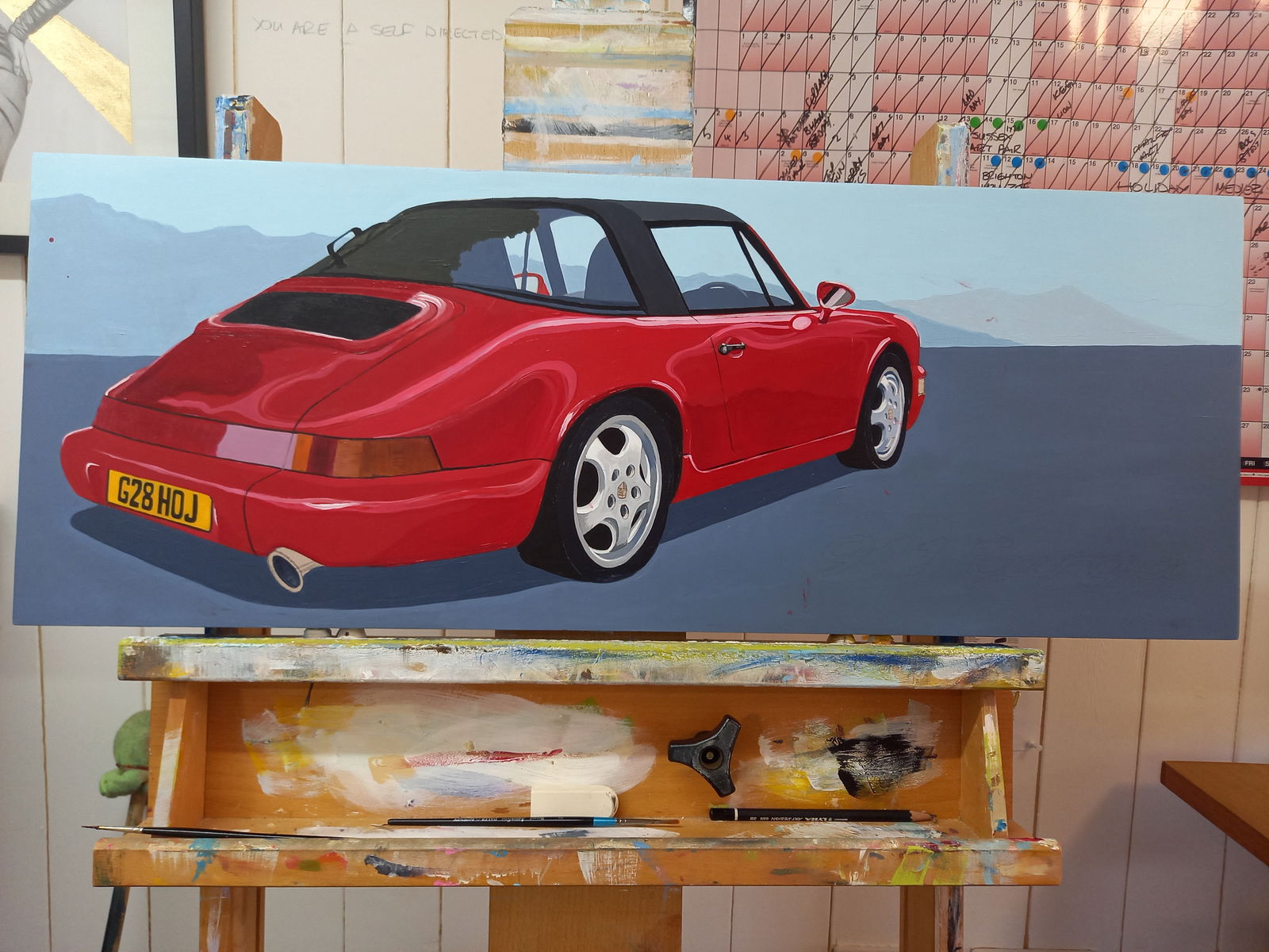 Porsche 911 Targa Original Artwork - Sterling Lee Auto Art