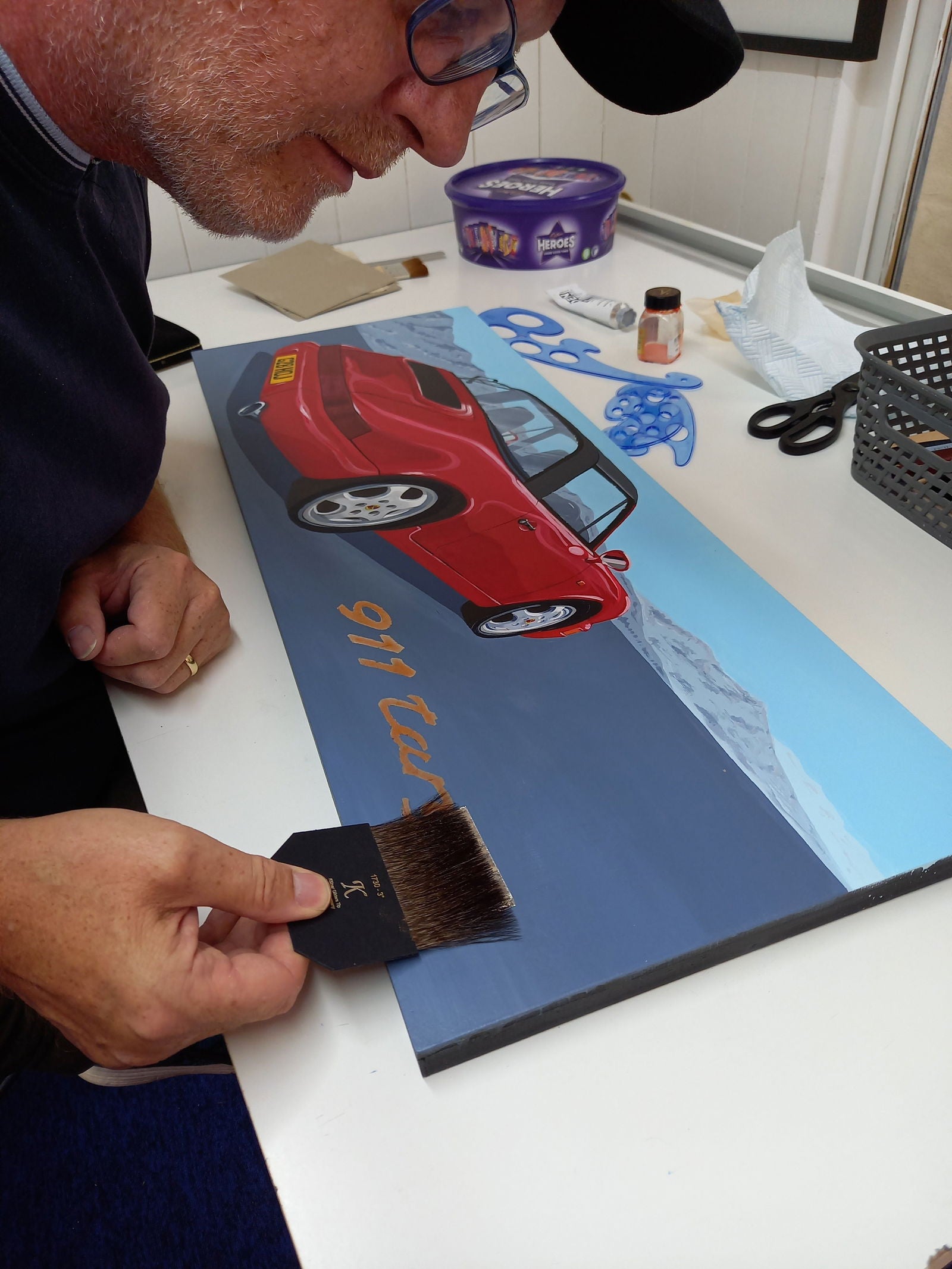 Porsche 911 Targa Original Artwork - Sterling Lee Auto Art