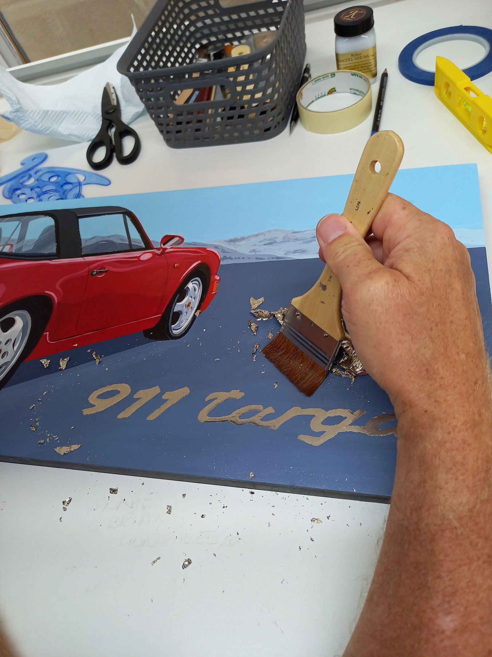 Porsche 911 Targa Original Artwork - Sterling Lee Auto Art