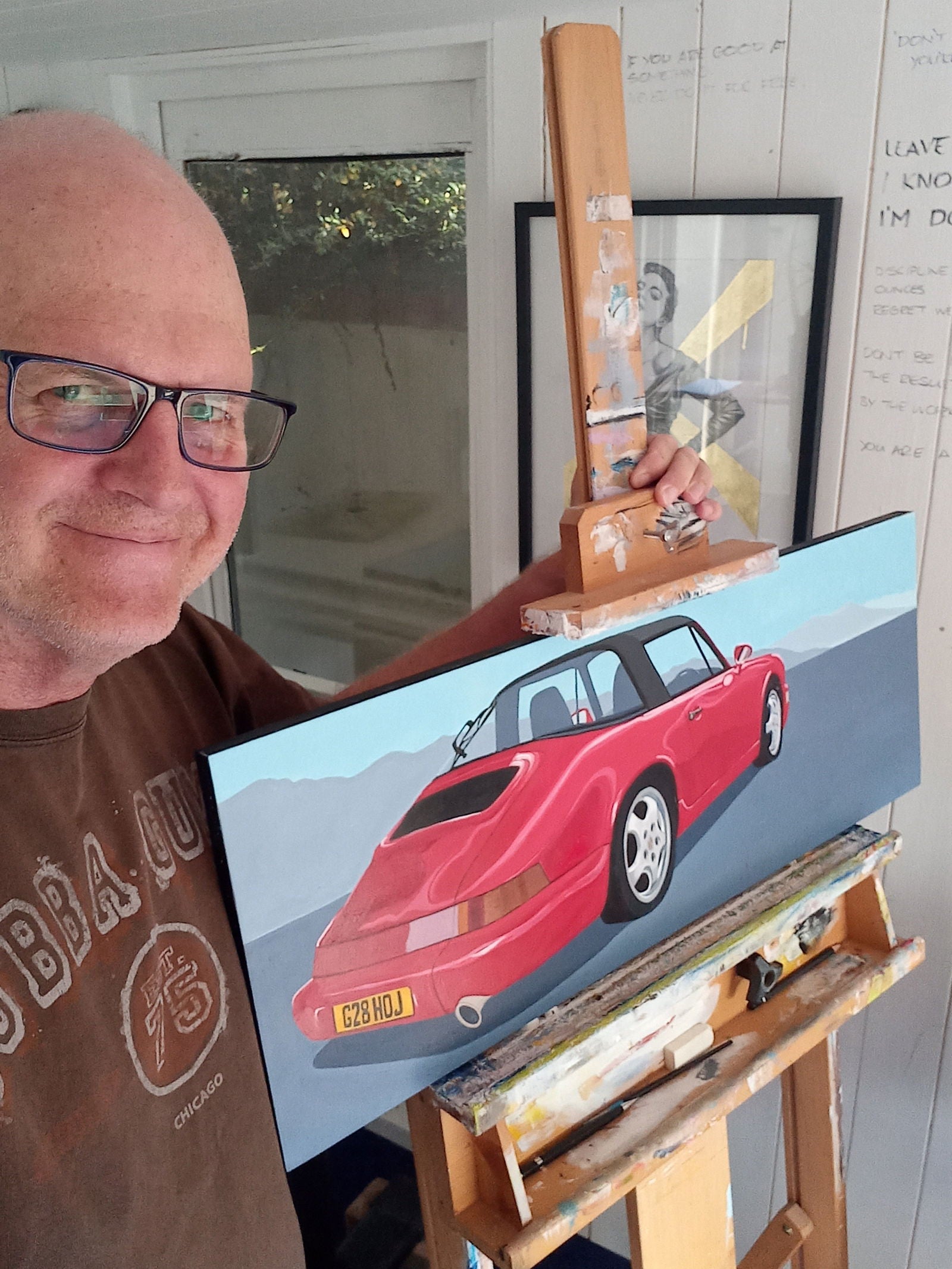Porsche 911 Targa Original Artwork - Sterling Lee Auto Art