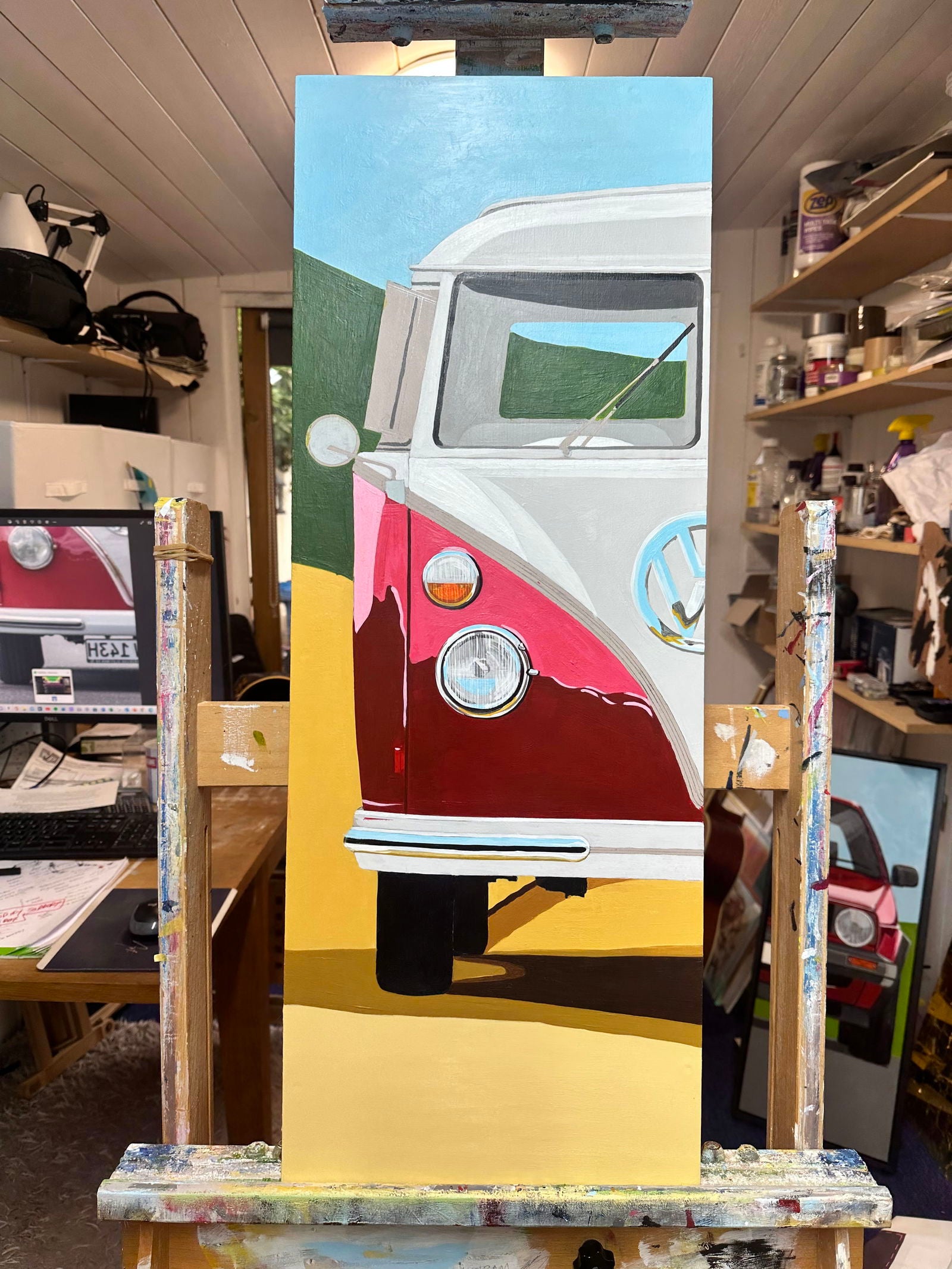 VW Split Screen Campervan Original Artwork - Sterling Lee Auto Art