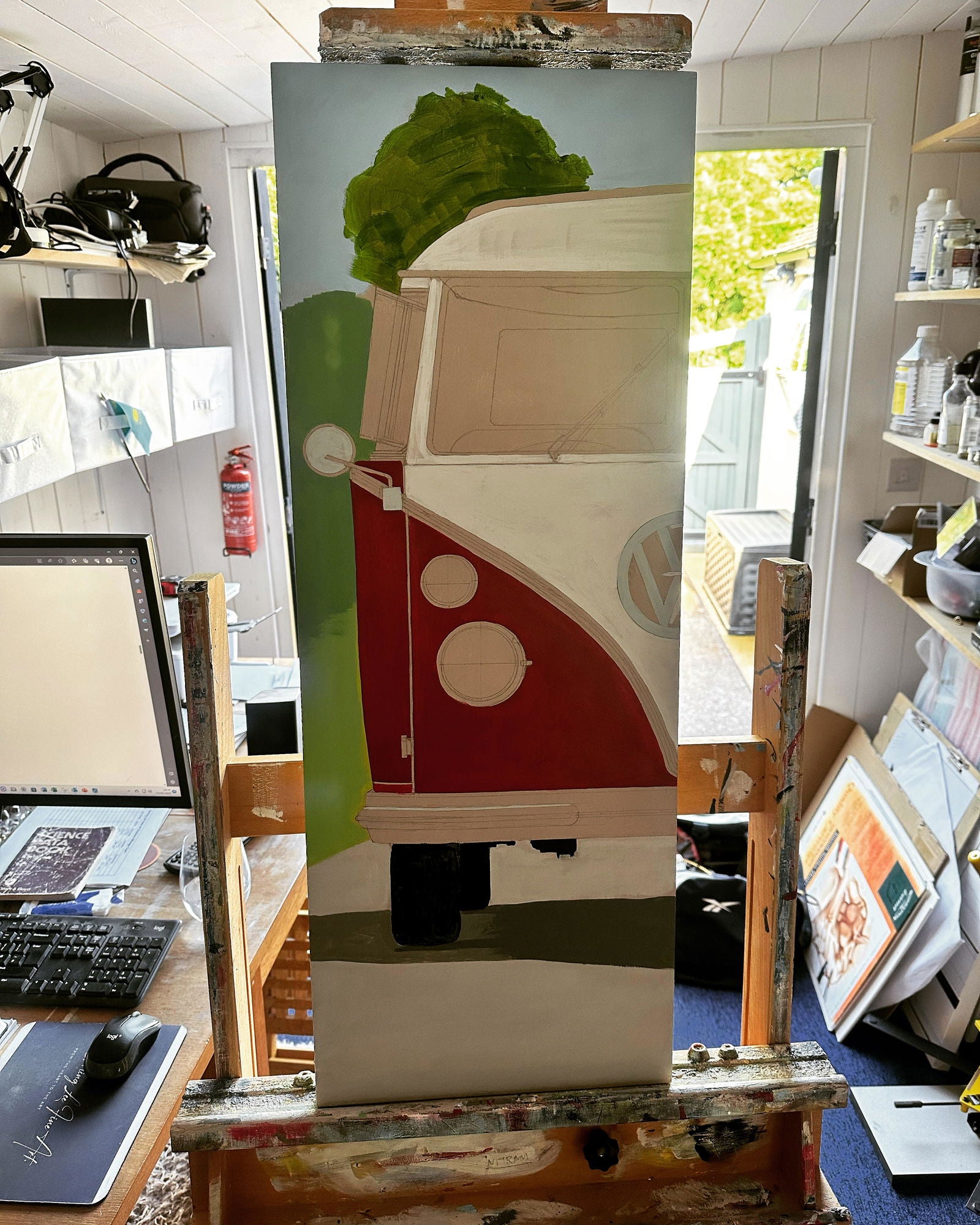 VW Split Screen Campervan Original Artwork - Sterling Lee Auto Art