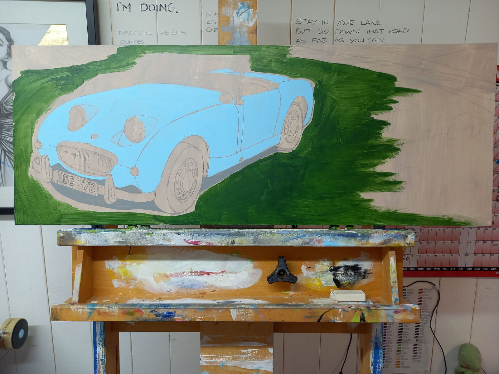 Austin Healey Sprite Original Artwork - Sterling Lee Auto Art
