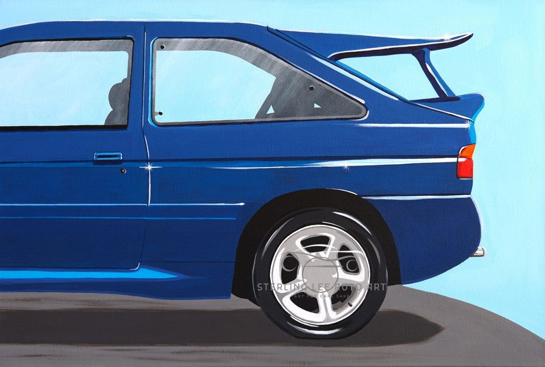 Ford Escort RS Cosworth Original Artwork - Sterling Lee Auto Art