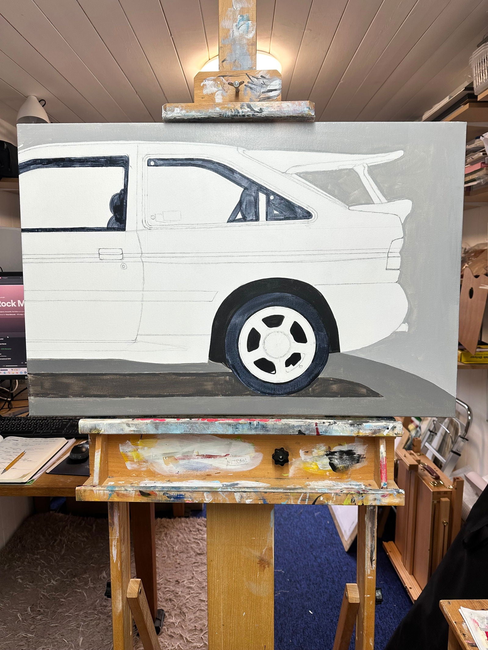 Ford Escort RS Cosworth Original Artwork - Sterling Lee Auto Art