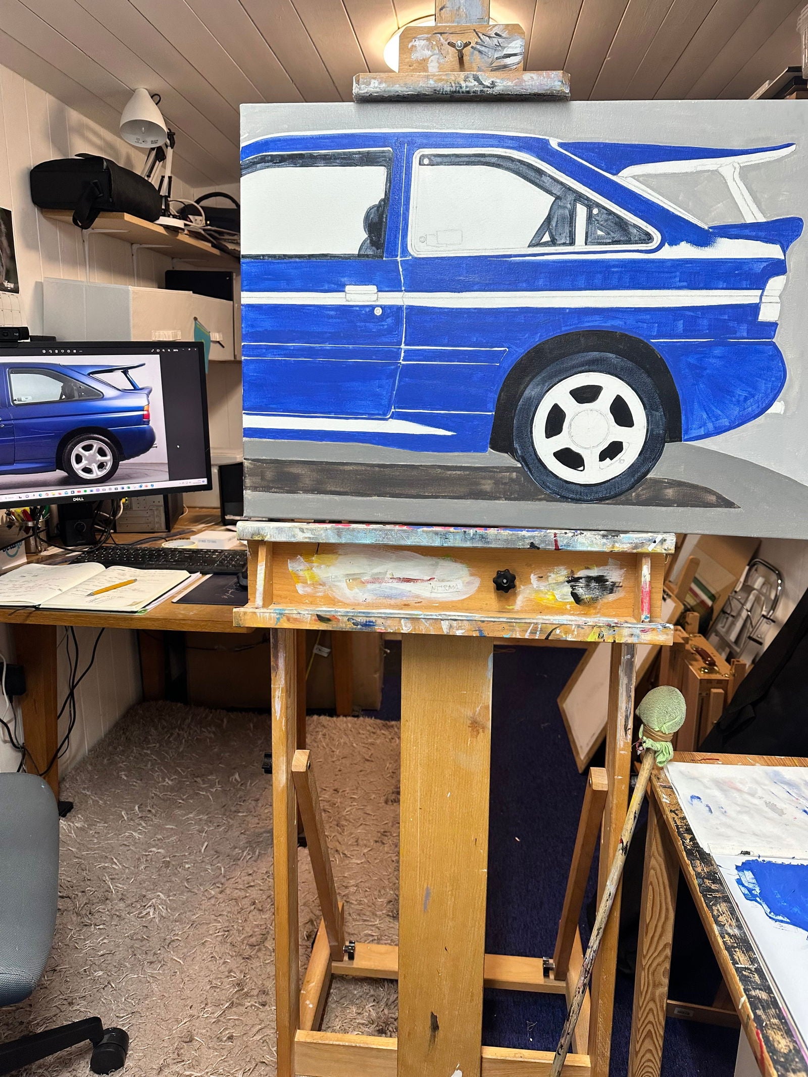Ford Escort RS Cosworth Original Artwork - Sterling Lee Auto Art