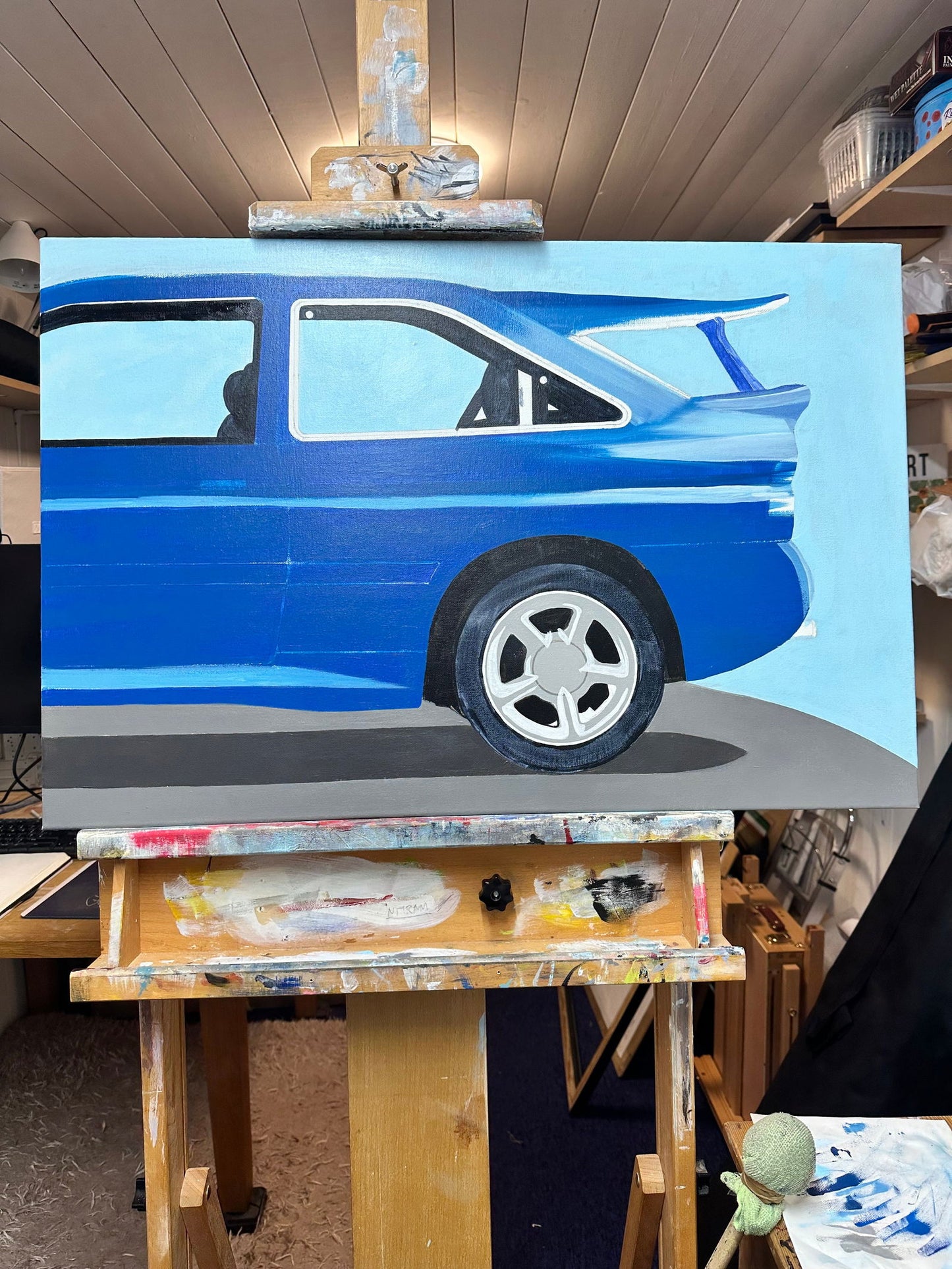 Ford Escort RS Cosworth Original Artwork - Sterling Lee Auto Art